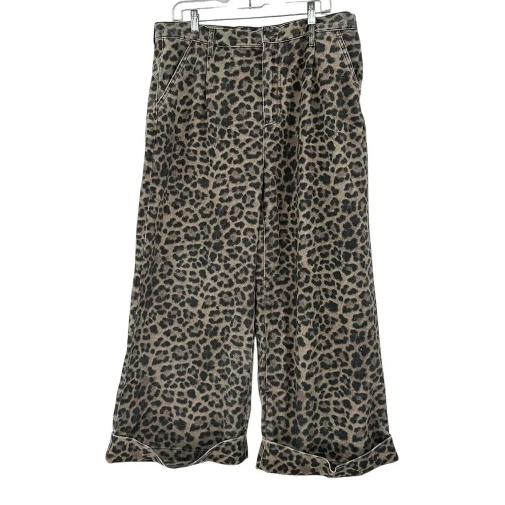 NEW Anthropologie Pilcro Leon Double Hem High-Rise Wide-Leg Cuffed Jeans Sz 32P - Picture 4 of 7